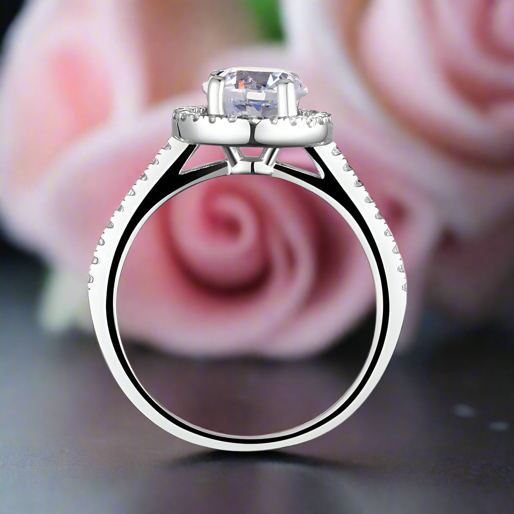 1.25 Ct Round Cut Diamond Halo Engagement Ring-Black Diamonds New York