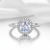 1.25 Ct Round Cut Diamond Option Halo Engagement Ring-Black Diamonds New York