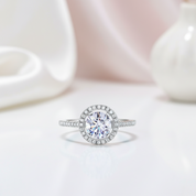 1.25 Ct Round Cut Diamond Option Halo Engagement Ring-Black Diamonds New York