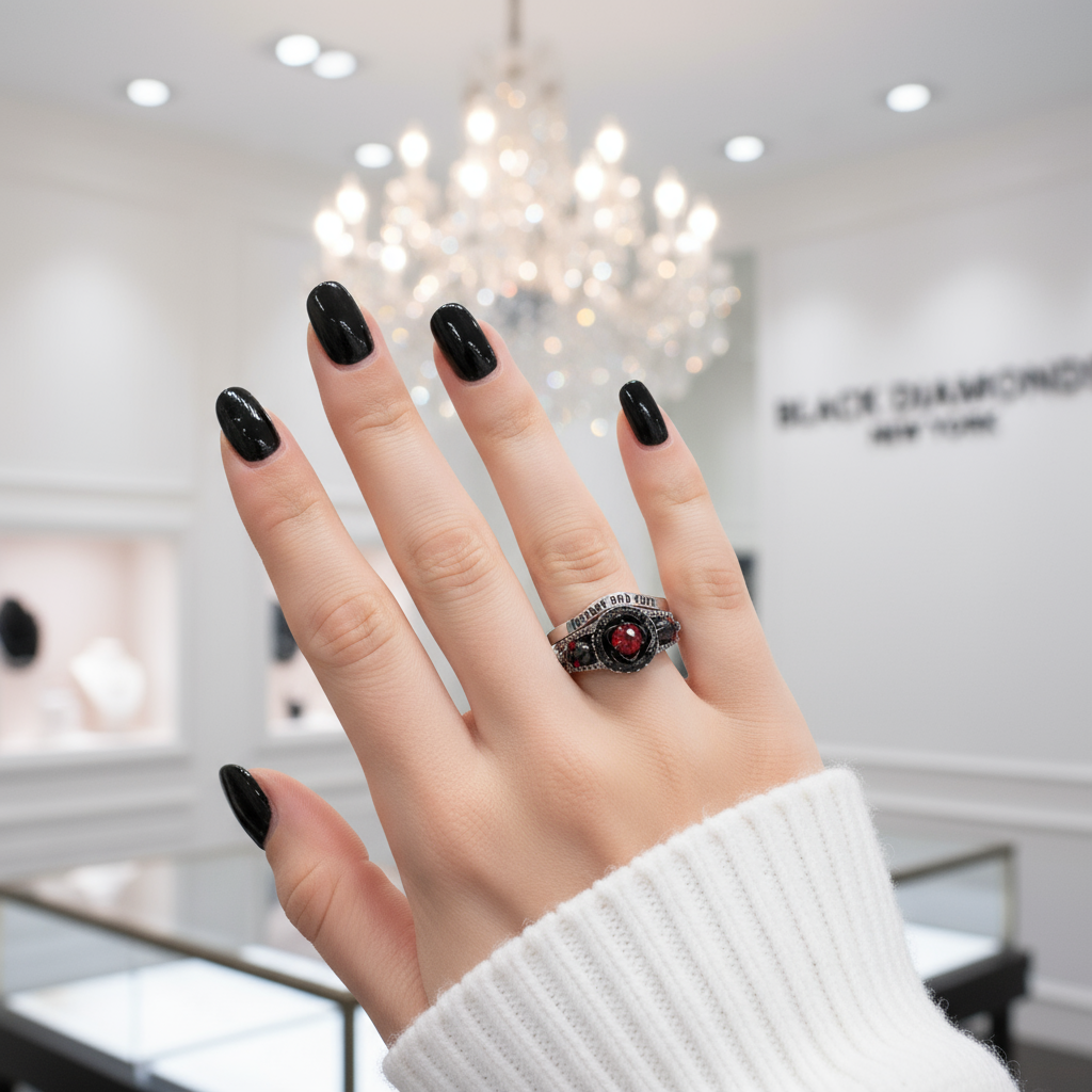 Forever And Ever Wedding Rings- 14k Rose Gold with Skulls-Black Diamonds New York