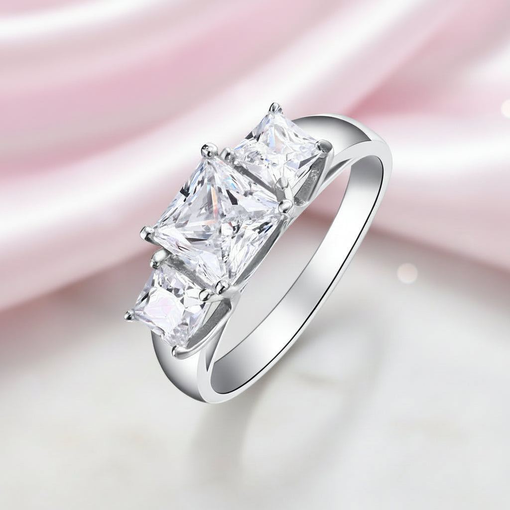 1.5 Carat 3-Stones Diamond Option Wedding Anniversary Ring-Black Diamonds New York