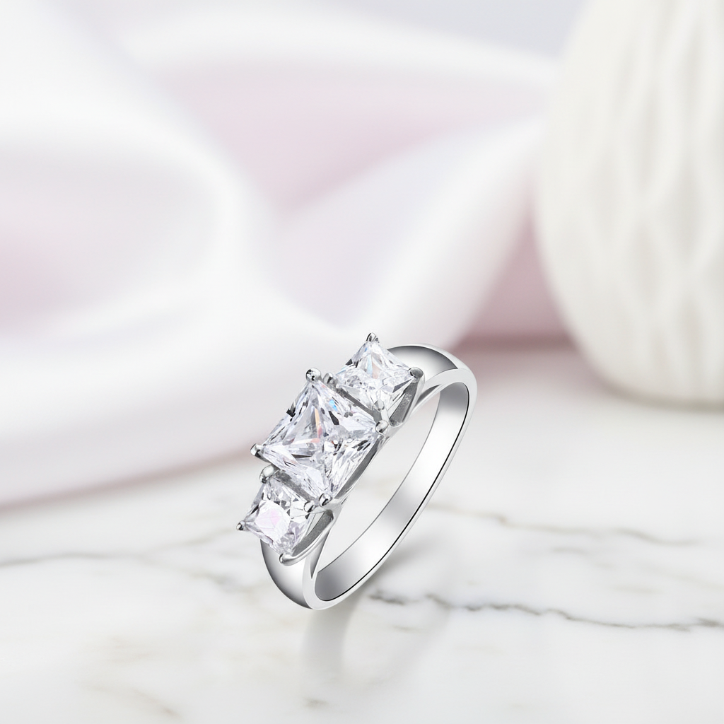 1.5 Carat 3-Stones Diamond Option Wedding Anniversary Ring-Black Diamonds New York