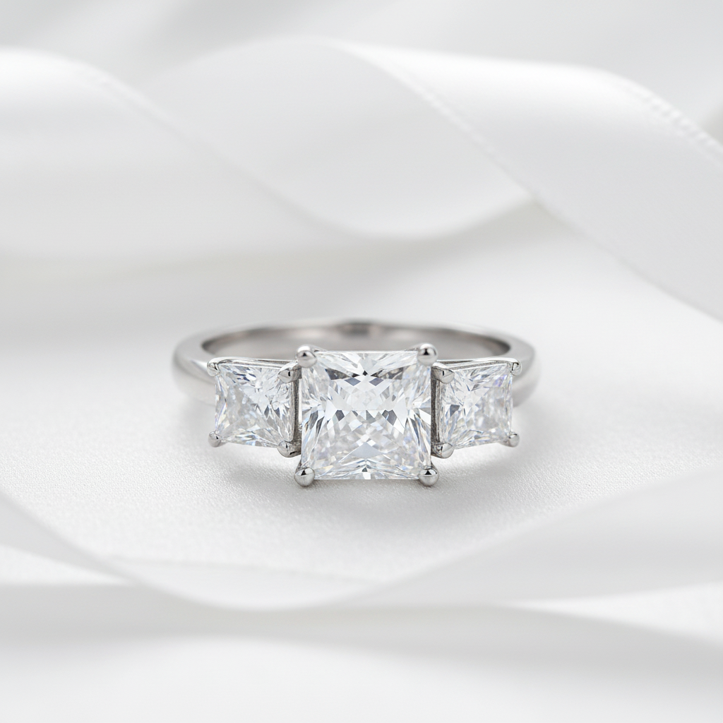 1.5 Carat 3-Stones Diamond Option Wedding Anniversary Ring-Black Diamonds New York