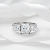 1.5 Carat 3-Stones Diamond Option Wedding Anniversary Ring-Black Diamonds New York