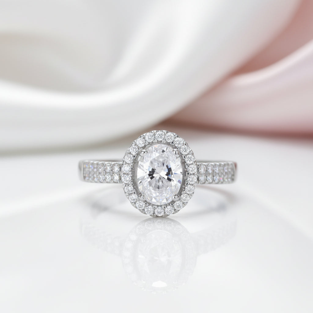 1.5 Ct Oval-cut Diamond Option with Halo Engagement Ring-Black Diamonds New York