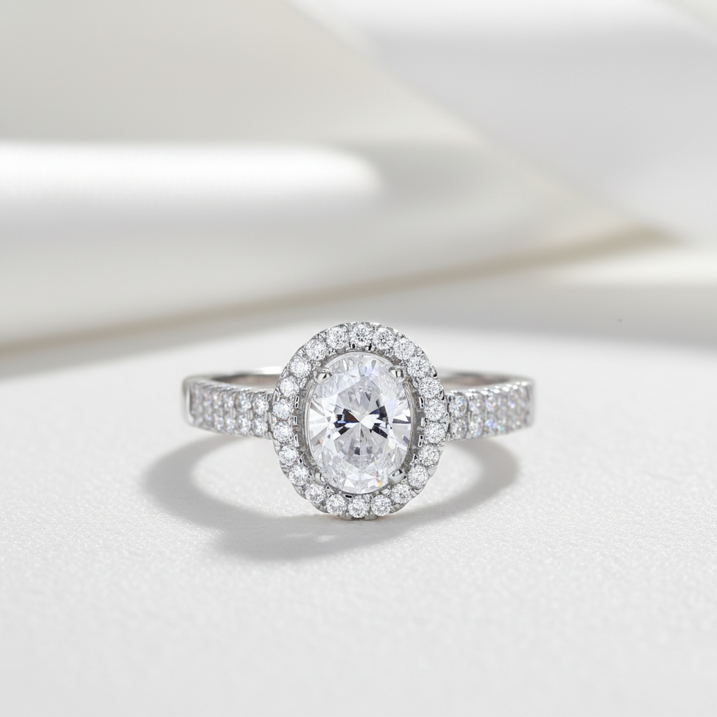 1.5 Ct Oval-cut Diamond Option with Halo Engagement Ring-Black Diamonds New York