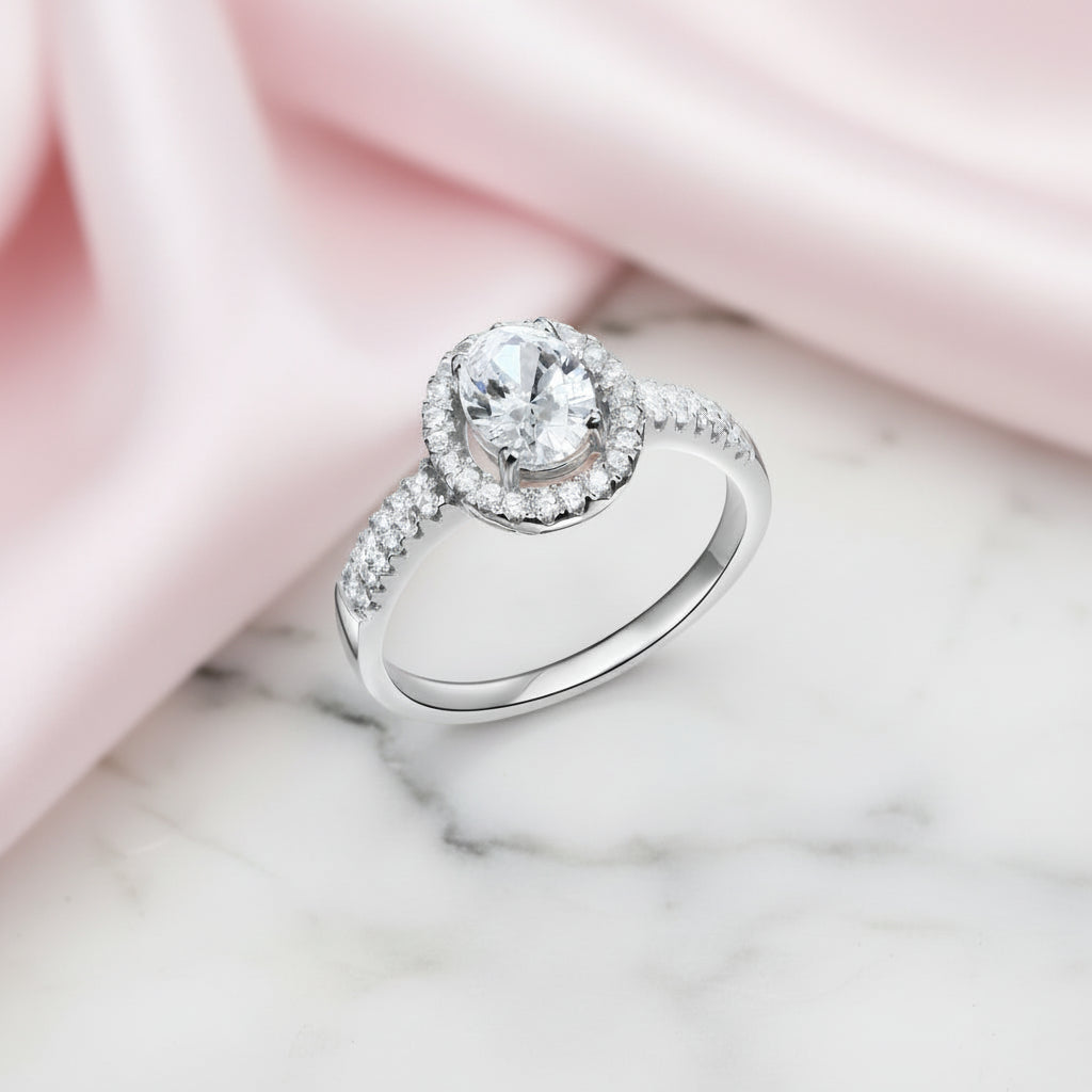 1.5 Ct Oval-cut Diamond Option with Halo Engagement Ring-Black Diamonds New York