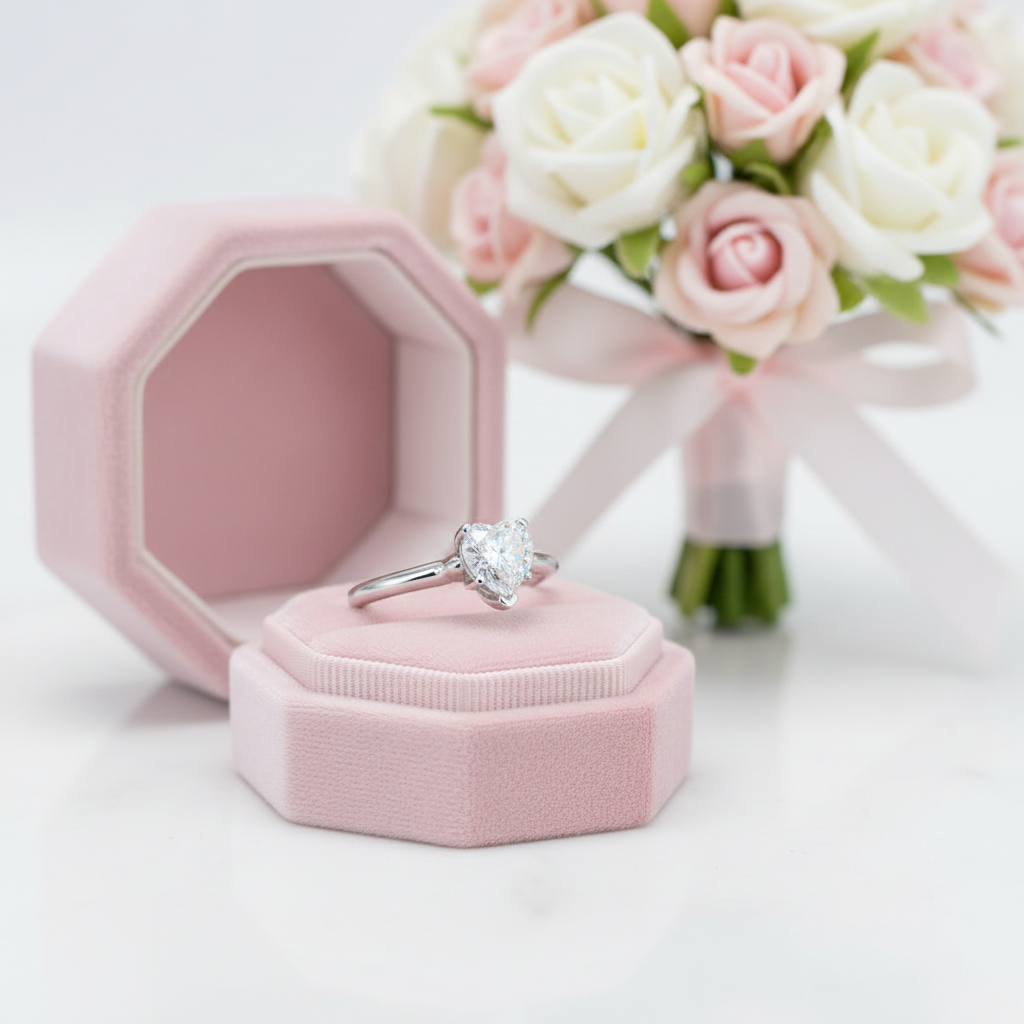 1.5 Carat Heart Cut Diamond Option Engagement Ring-Black Diamonds New York