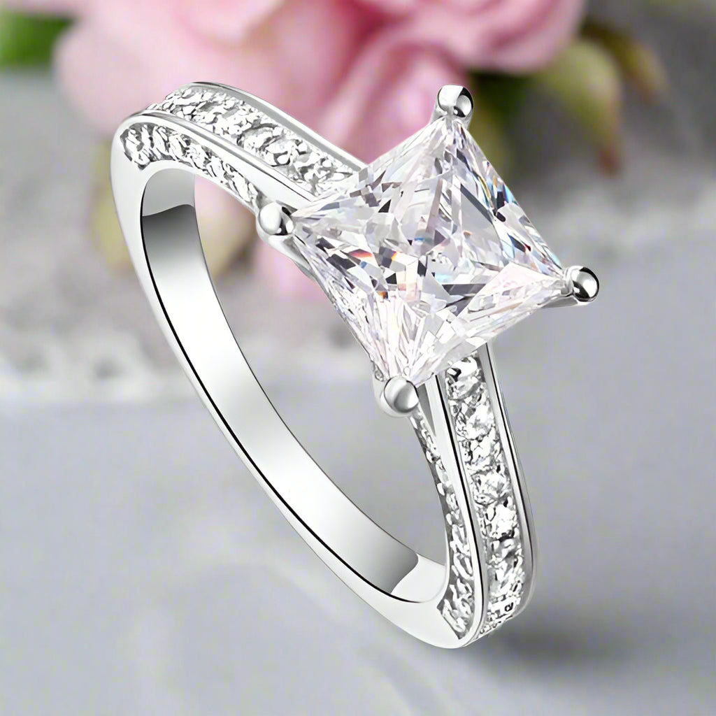 1.5 ct Princess Cut Diamond Option 2-Pcs Wedding Engagement Ring Set-Black Diamonds New York