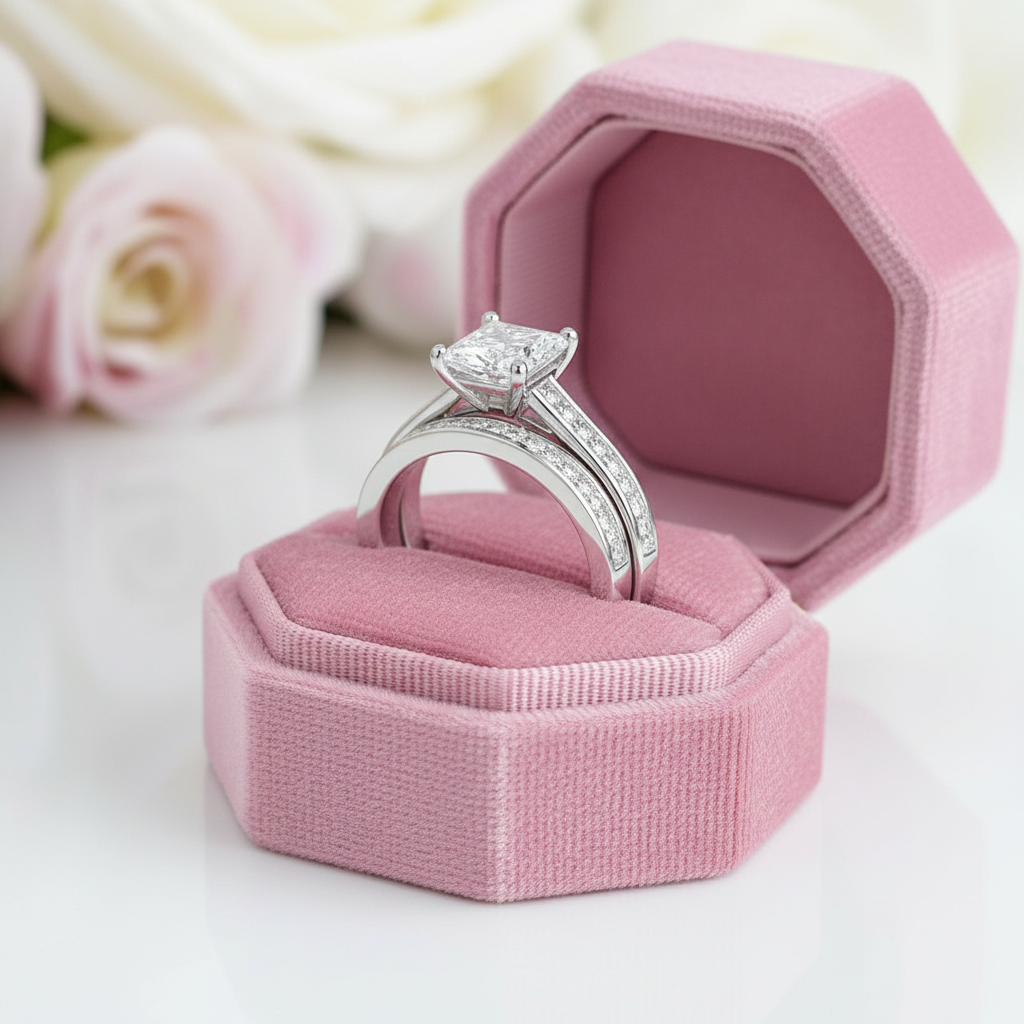 1.5 Carat Princess Cut Diamond 2-Pcs Wedding Engagement Ring Set-Black Diamonds New York