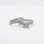 1.5 Carat Princess Cut Diamond Option 2-Pcs Wedding Engagement Ring Set-Black Diamonds New York