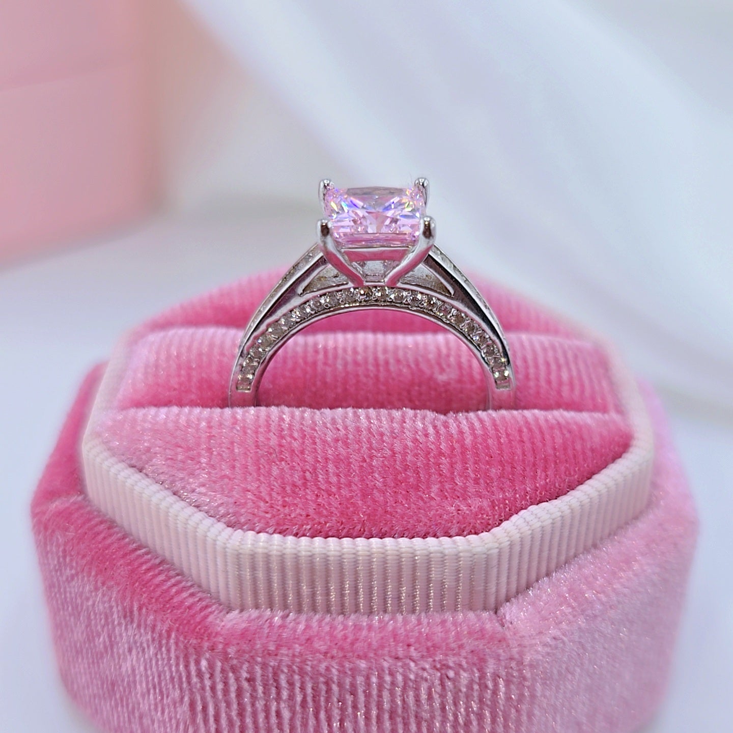 1.5 ct Princess Cut Diamond Option 2-Pcs Wedding Engagement Ring Set-Black Diamonds New York