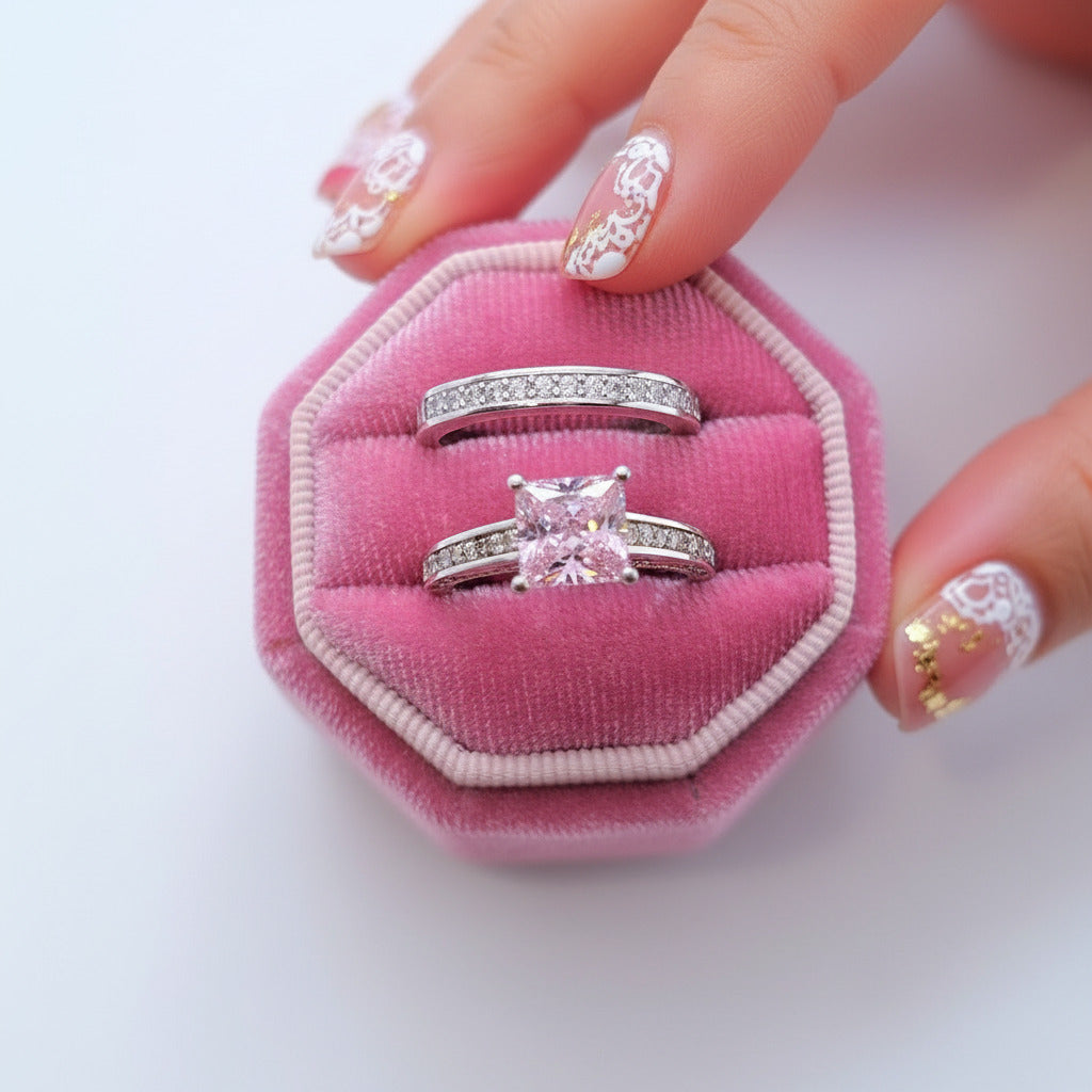 1.5 ct Princess Cut Diamond 2-Pcs Wedding Engagement Ring Set-Black Diamonds New York