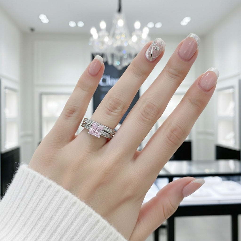 1.5 ct Princess Cut Diamond 2-Pcs Wedding Engagement Ring Set-Black Diamonds New York