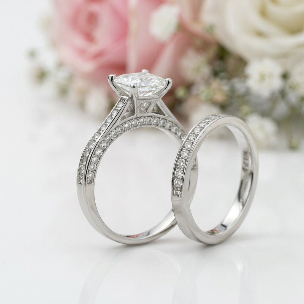1.64 Ct Round Cut & Baguettes Cz Stainless Steel Engagement Ring Women's Sz 5-10 1.64 Ct Round Cut & Baguettes Cz Stainless Steel Engagement Ring Women's Sz 5-10