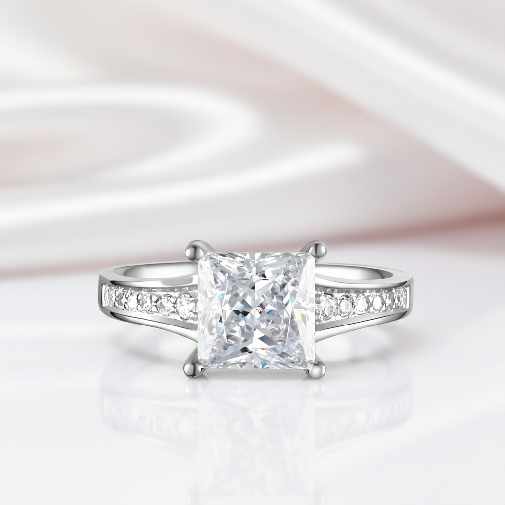 1.5 Ct Princes Cut Solid Wedding Promise Engagement Ring-Black Diamonds New York
