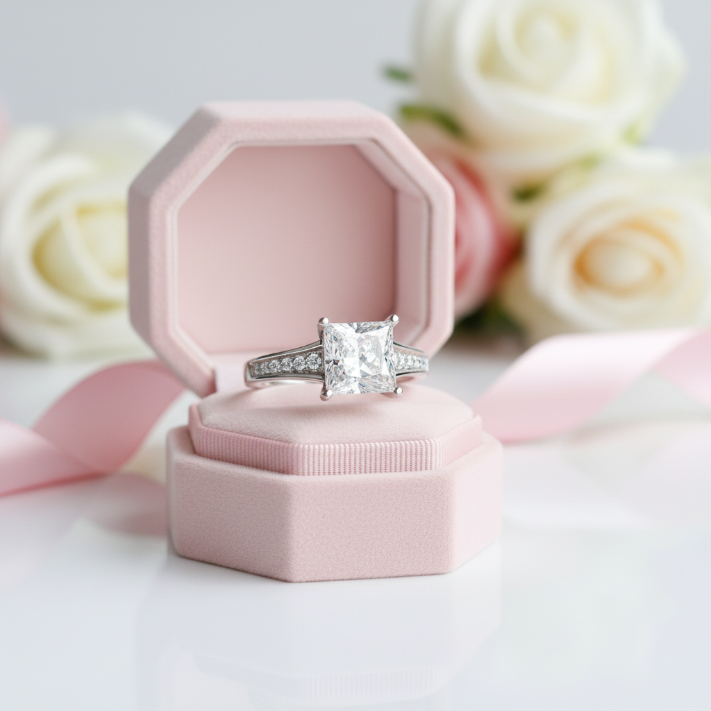 1.5 Ct Princes Cut Solid Wedding Promise Engagement Ring-Black Diamonds New York