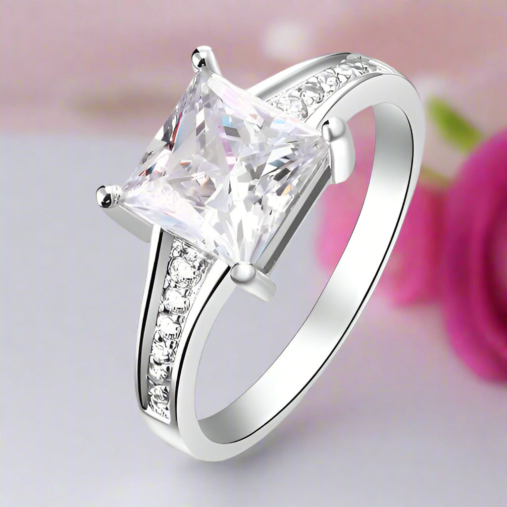 1.5 Ct Princes Cut Solid Wedding Promise Engagement Ring-Black Diamonds New York