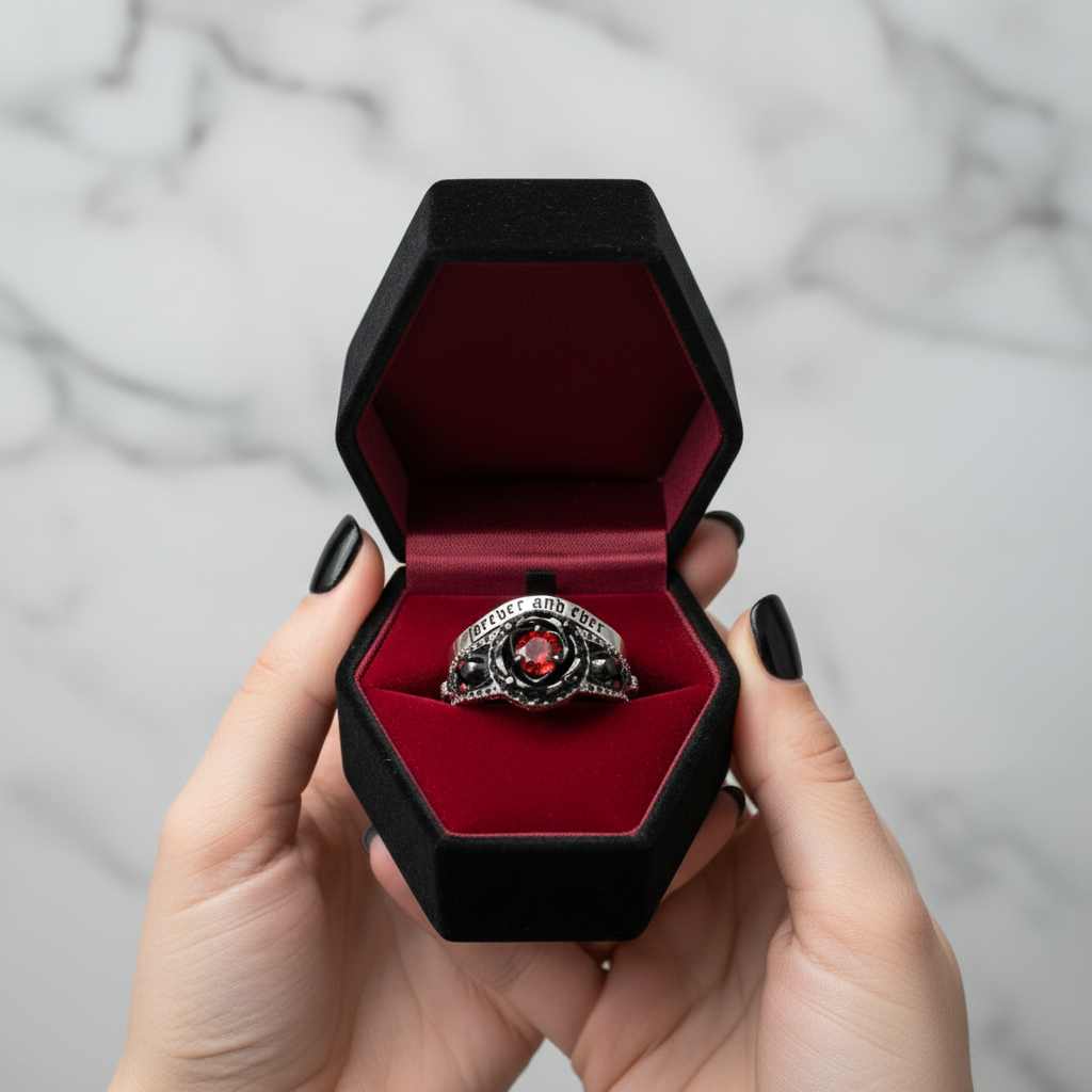 Forever And Ever Wedding Rings- 14k Rose Gold with Skulls-Black Diamonds New York