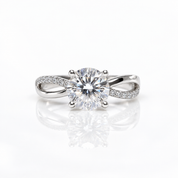 1 Carat Round Cut Diamond Option Twist 4 Claws Engagement Ring-Black Diamonds New York