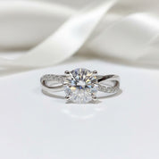 1 Carat Round Cut Diamond Option Twist 4 Claws Engagement Ring-Black Diamonds New York