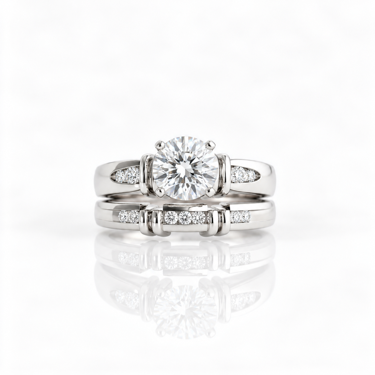 1 ct Round Cut Diamond Option White Gold Engagement Set-Black Diamonds New York