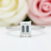 1.0 Ct Emerald Cut Diamond Solitaire Engagement Ring-Black Diamonds New York