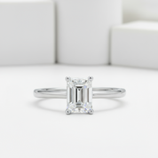1.0 Ct Emerald Cut Diamond Solitaire Engagement Ring-Black Diamonds New York