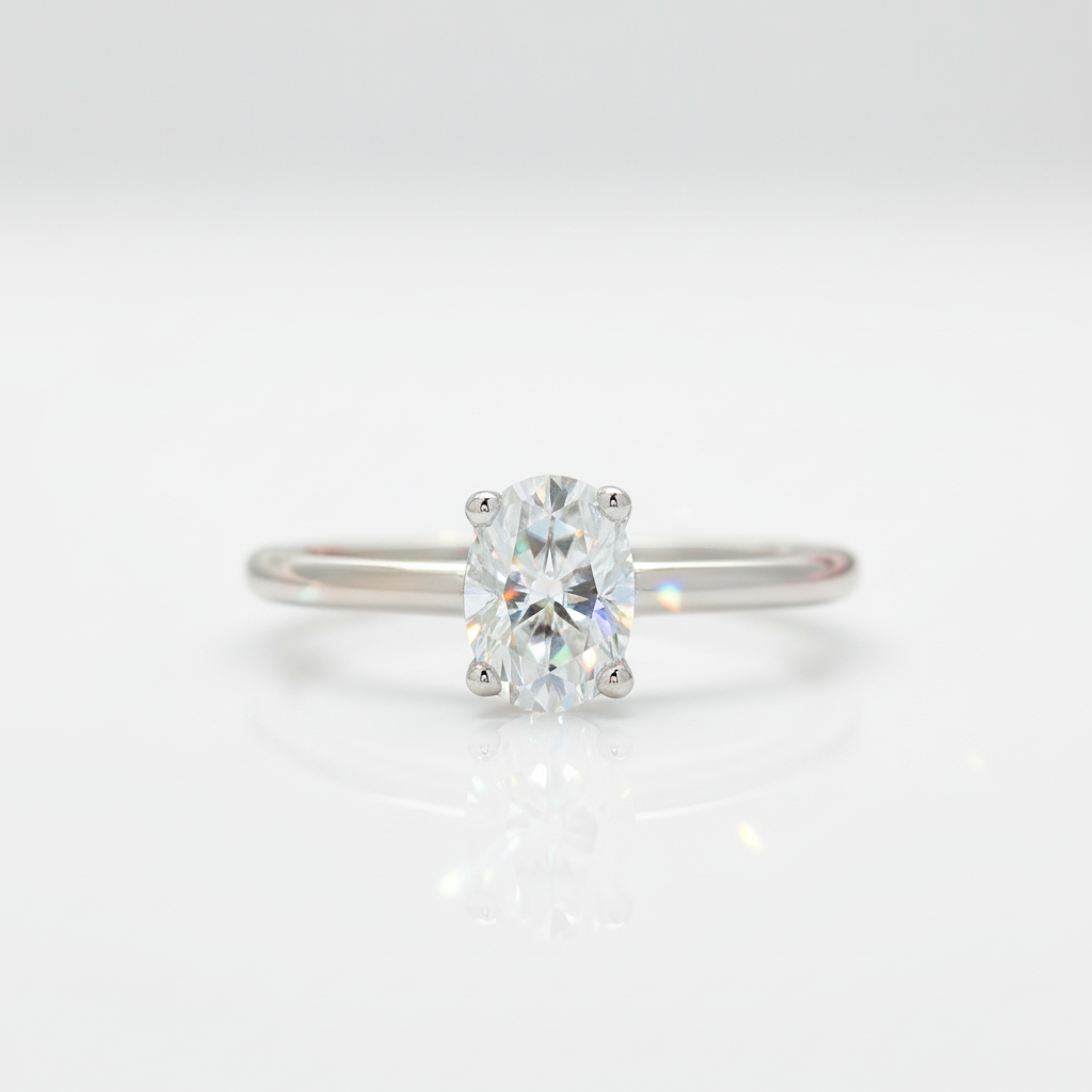 1.0 Ct Oval Cut Diamond Option Solitaire Engagement Ring-Black Diamonds New York