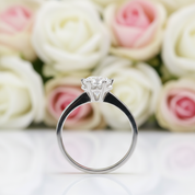 1.0 Ct 6.5mm Round Cut Diamond Snowflake Engagement Ring-Black Diamonds New York