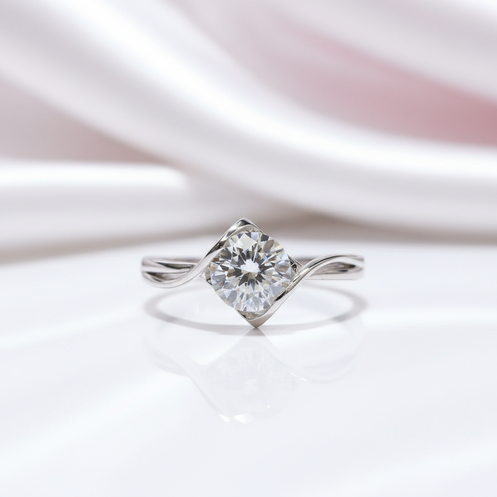 1.0 Ct Round Diamond Option Angel Engagement Ring-Black Diamonds New York