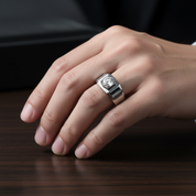 1Ct 6.5mm Solitaire Diamond Men's Ring-Black Diamonds New York