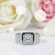 1Ct 6.5mm Solitaire Diamond Men's Ring-Black Diamonds New York