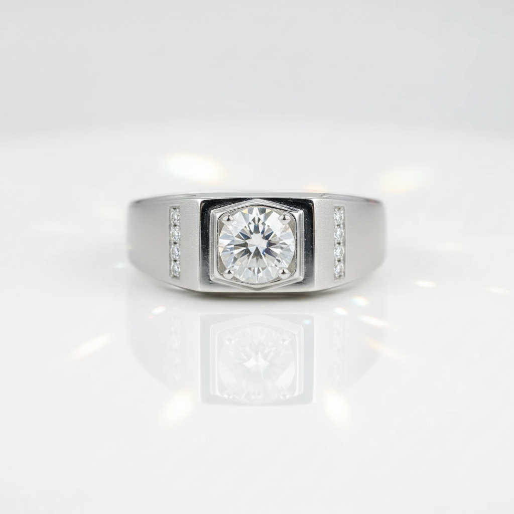 1Ct 6.5mm Solitaire Diamond Option Men's Ring-Black Diamonds New York