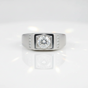 1Ct 6.5mm Solitaire Diamond Option Men's Ring-Black Diamonds New York