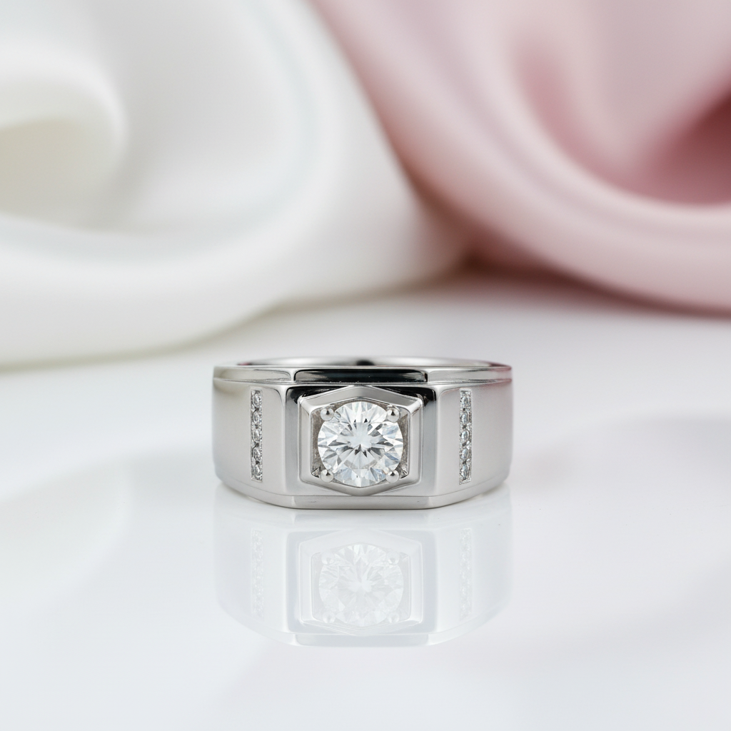 1ct. 6.5mm Solitaire Diamond Option Men's Wedding Band-Black Diamonds New York