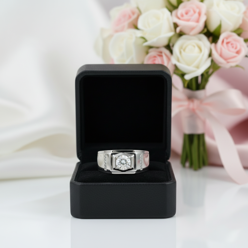 1ct. 6.5mm Solitaire Diamond Option Men's Wedding Band-Black Diamonds New York