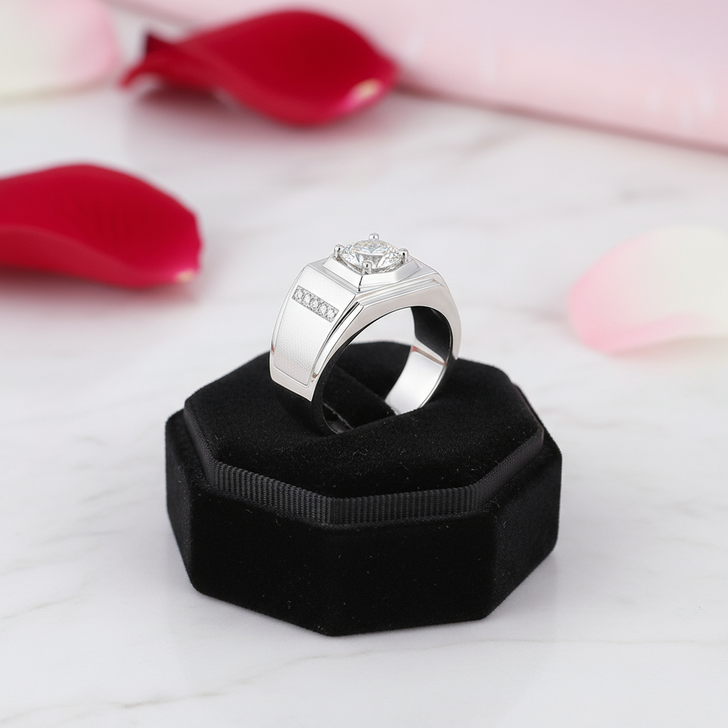 1ct. 6.5mm Solitaire Diamond Men's Wedding Band-Black Diamonds New York