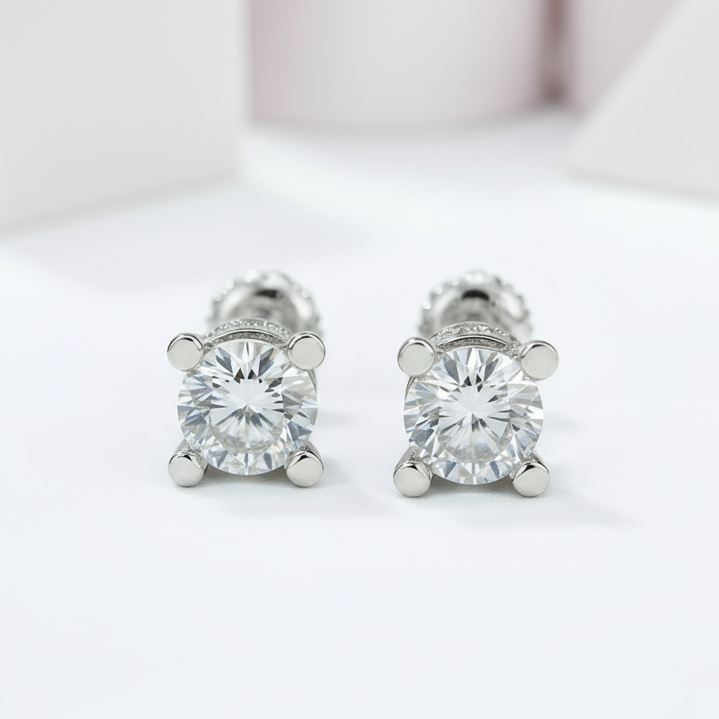 1.0 Ct 6mm Round Diamond Stud Earrings-Black Diamonds New York