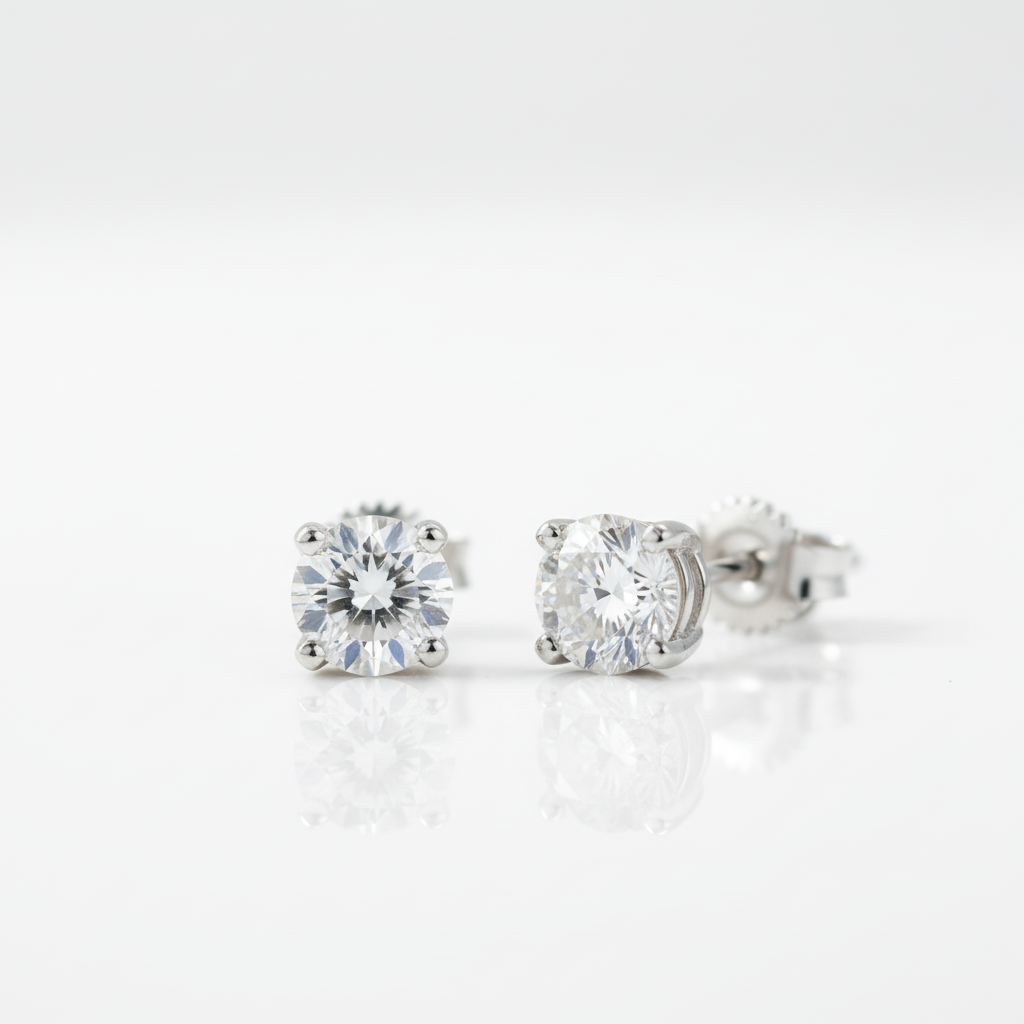 1.0 Ct D Color Diamond Option Stud Earrings-Black Diamonds New York