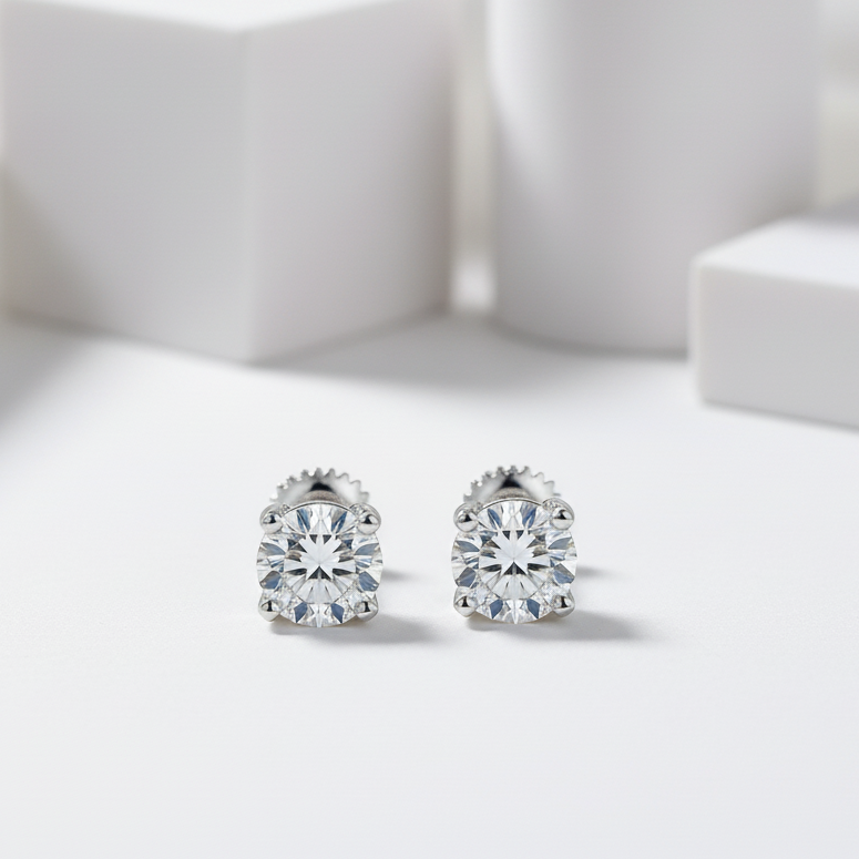 1.0 Ct D Color Diamond Stud Earrings-Black Diamonds New York