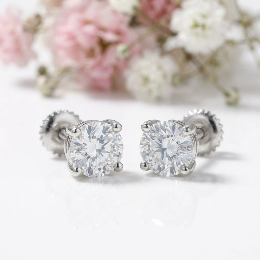 1.0 Ct D Color Diamond Option Stud Earrings-Black Diamonds New York