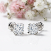 1.0 Ct D Color Diamond Option Stud Earrings-Black Diamonds New York