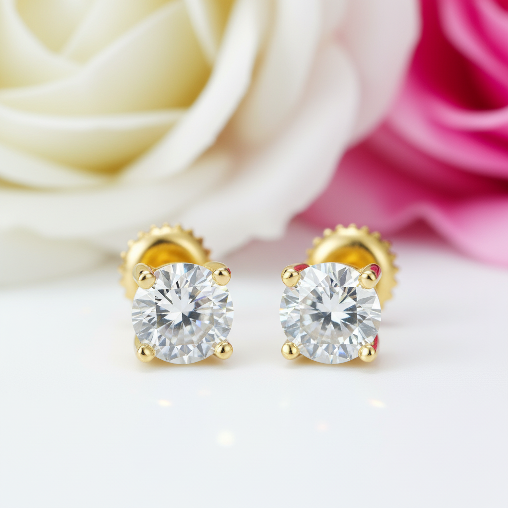 1.0 Ct D Color Diamond Stud Earrings-Black Diamonds New York