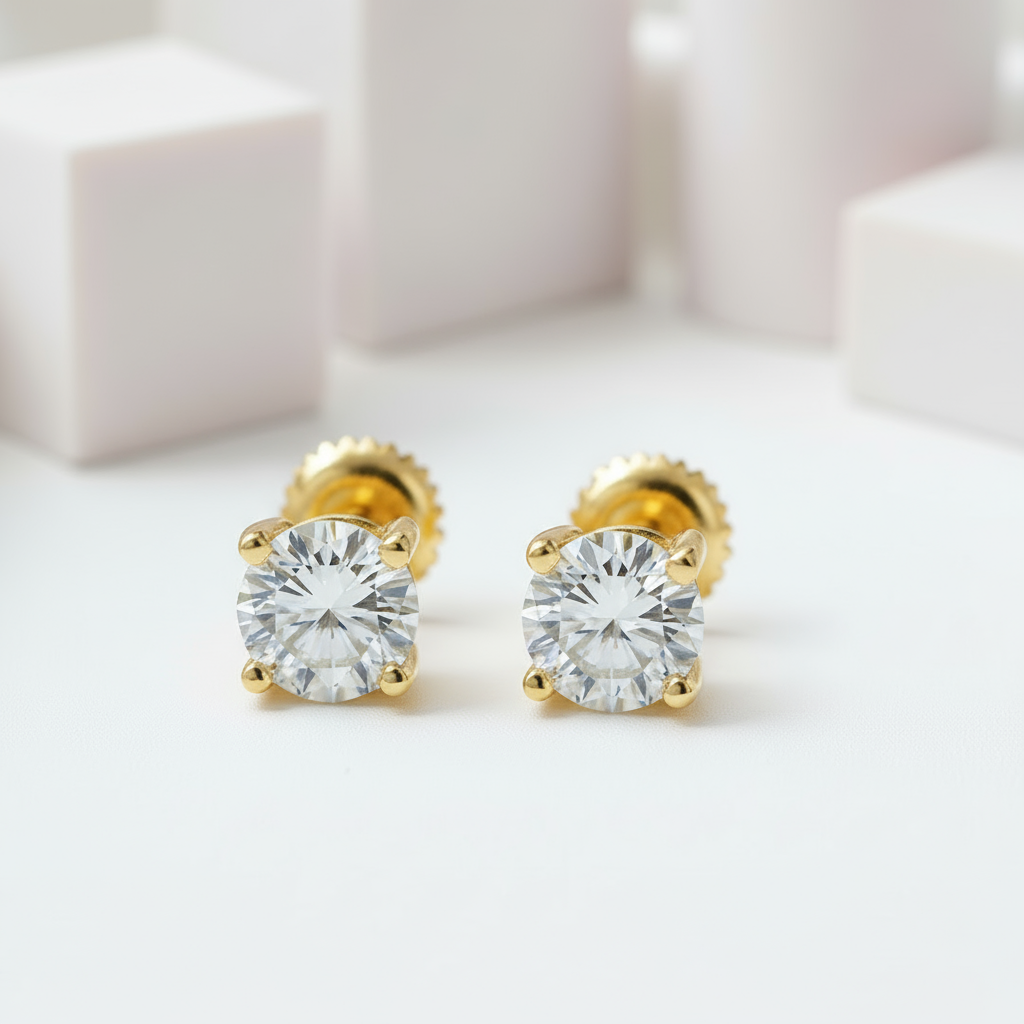 1.0 Ct D Color Diamond Stud Earrings-Black Diamonds New York