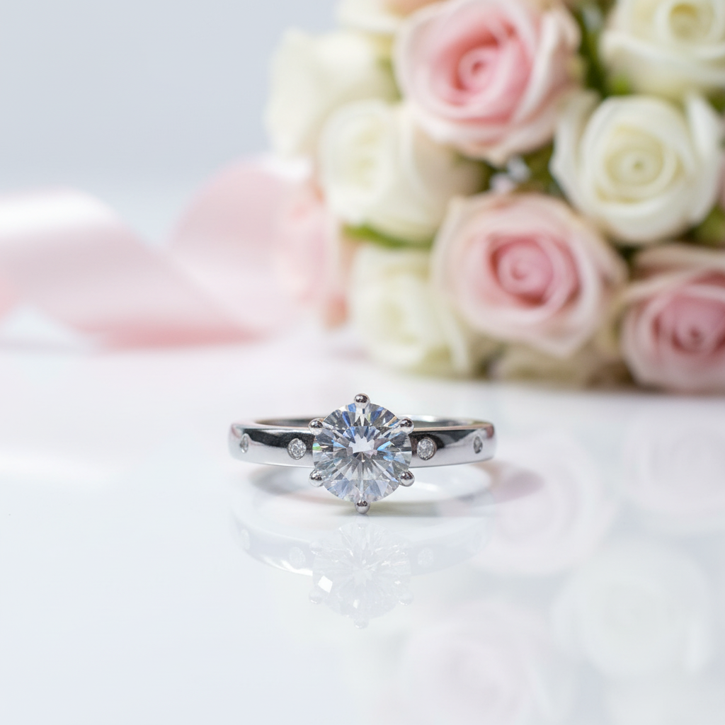 1ct D Color Round Diamond Option Engagement Ring-Black Diamonds New York