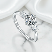 1Ct D Color Round Diamond Option W/ Tapered Baguette Engagement Ring-Black Diamonds New York