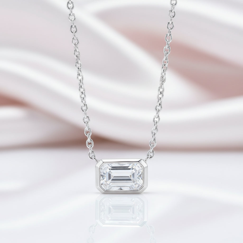1.0 Ct Emerald Cut Diamond Option Pendant Necklace-Black Diamonds New York