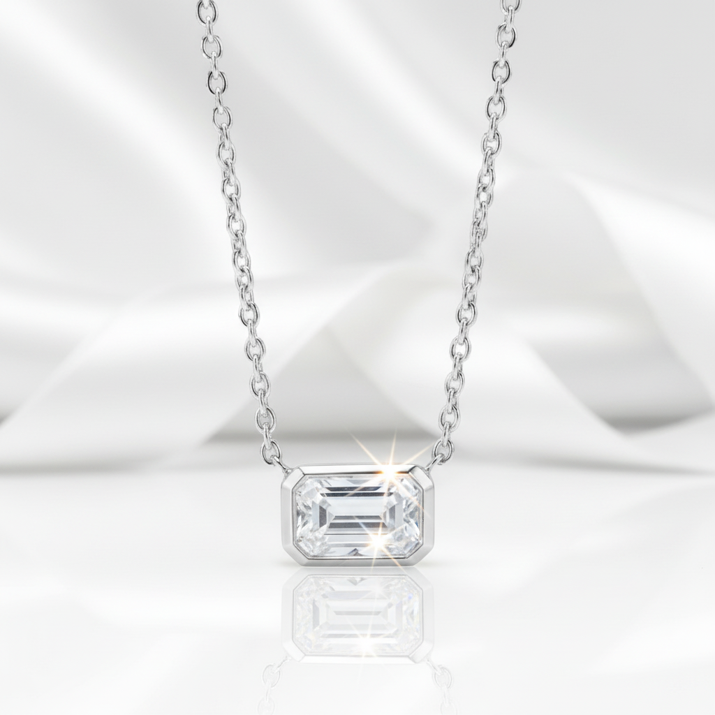 1.0 Ct Emerald Cut Diamond Option Pendant Necklace-Black Diamonds New York
