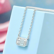 1.0 Ct Emerald Cut Diamond Pendant Necklace-Black Diamonds New York